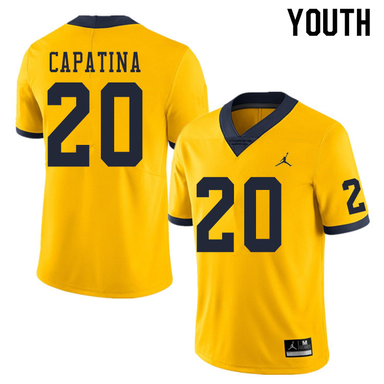 Youth #20 Nicholas Capatina Michigan Wolverines College Football Jerseys Sale-Yellow